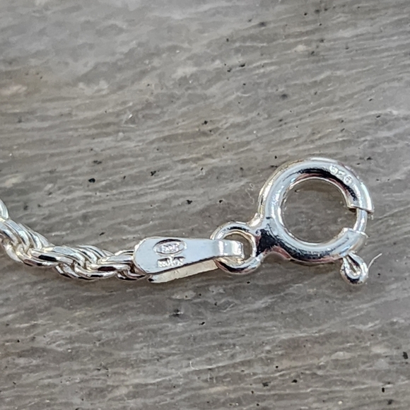 8" Sterling Silver 925 Rope Chain Bracelet Italy Lobster Clasp - Picture 2 of 8